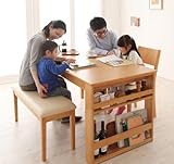 3段階に広がる!収納ﾗｯｸ付きｴｸｽﾃﾝｼｮﾝﾀﾞｲﾆﾝｸﾞ【Dream.3】/4点ｾｯﾄ(ﾃｰﾌﾞﾙ+ﾁｪｱ×2+ﾍﾞﾝﾁ)