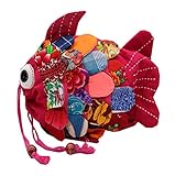 魚のスタイルハンドメイドショルダーバッグ、スクールバッグ、女性のための女の子レディース、赤