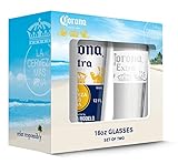 Corona Crown & White Band Pub Glass (Set of 2), Clear