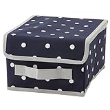 不二貿易 インナーボックス クオーター 蓋付き 18.5×25×12.5 ドット ネイビー 22692