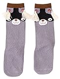Plus Nao(プラスナオ) 靴下 ソックス ベビー キッズ ハイソックス アニマルソックス くま アライグマ フリンジ付き ベビーソックス キッズ 約4-6歳 グレー