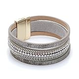 mrsrui Ethnic Tribal多層レザーラップブレスレット誕生日ギフト磁気クラスプ