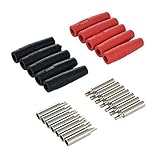 10ピース赤+黒銅4ミリメートルバナナ女性絶縁ジャックプラグコネクタ4ミリメートル男性非-絶縁型バナナプラグコネクタ