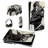 PlayVital 新モデルps5 Slim本体ディスクバージョンに対応用スキンシール、ps5ヘッドセット＆充電ステーション＆リモコンに対応用スキンシール、ps5コントローラーに対応用スキンステッカー【Inkblade Wukong】