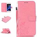 UNEXTATI Galaxy S7 ケース 高品質 PUレザー 手帳型ケース 衝撃吸収 カバー カード収納 全面保護 Samsung GalaxyS7 用 Case Cover (ピンク #2)