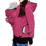 【Ani Mam Kids】カンガルーパーカー マタニティ ジャケット フード 上着冬の妊婦キャリー赤ちゃん妊娠服 (L, ピンクパープル)