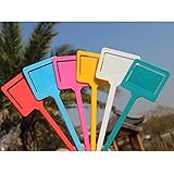 10ピース園芸のlablesプラスチックt型ガーデン園芸ラベル植物花保育園ラベルタグマーカー厚い5色E5M1-白い