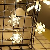 SimonJp イルミネーションライト ストリングライト LED 6m 電球数40 電池式 雪型　ワイヤーライト クリスマス パーティー 結婚式 誕生日　飾りライト スター　電飾　室内室外　防水　ウォ