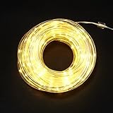 Fairy Outdoor Plugin Rope Light 35 Feet 211 Warm White LEDs Silver Wire/Clear Tube Weather Resistant