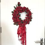 elegantstunning ウェディング/パーティーローズ花輪　壁掛 インテリア花　新婚部屋装飾 バレンタインデー　ホワイトデー　プロポーズ 記念日 誕生日　レッド