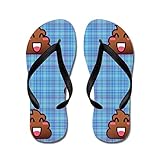 lplpol Plaid Poo Emoji Flip Flops for Kids and大人用ユニセックスビーチサンダルプールシューズパーティースリッパ カラー: ブラック