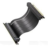 EZDIY-FAB PCIe 4.0 X16ライザーケーブル 高速シールド垂直GPUマウント用 PCI-E Gen4対応 延長ライザーカード 90度直角コネクタ 黒 - 11.5cm 90度