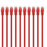 GearIT 10 Pack, Cat 6 Ethernet Cable Cat6 Snagless Patch 4 Feet - Computer LAN Network Cord, Red - C