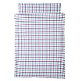 お昼寝用 洗える布団セット《2色チェック:紫×水色》【日本製】 (園児用　洗える敷布団, ネイビーバッグ)