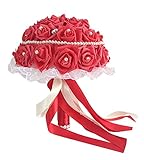 クラシックウェディングブーケ/人工ブライダルブーケ/ウェディングアクセサリー、レッド