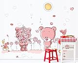 Dnven ( 65 " W x 55 " H )ピンクBears提案花鳥壁デカール寝室子供の部屋保育園 ピンク W04368