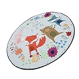 Lovoski ベビー　キッズ　綿　ラウンド　プレイマット　遊びマット　お片付けマット　クロールパッド　折り畳み　巾着　全6パタン - フォックスファミリー