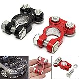 2ピース新しい車のバッテリー端子クランプアルミ正&セピアネガクリップコネクタ53 × 37 × 17ミリメートル