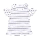 Cutelove 子供服 Tシャツ 上着 シャツ トップス 半袖 ストライプ 女の子 可愛い 赤ちゃん ストラップレス 夏 おしゃれ カジュアル きれい 3色