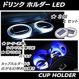 【ノーブランド品】ドリンクホルダー LED　プレート　LEXLIS　配線不要　ソーラーシステム　ミラー　カラー選択可能　置くだけ簡単　2個1セット ブルー