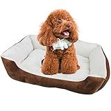 Dopet ペットベッド 犬・猫用 ペットソファ ペットクッション 猫ベッド 犬ベッド マット 寝床 キャットソファー キャットベッド スクエア型 もこもこソファ 洗える 冬ペットの冬対策 あったかい オールシーズン 冬用毛布付き 夏用マット付き 犬 猫 うさぎ ペット用品 ペット用 グッズ Mサイズ(茶色)