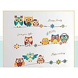 かわいい漫画のフクロウの子供の部屋の装飾ベッドルームのベッドの壁の壁のステッカーの壁の自己粘着ステッカー