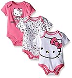 Hello Kitty Baby Girls' Value Pack Bodysuits White/Pink 0/3 Months [並行輸入品]