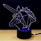 テーブルランプ3D創造性光るユニコーンLEDナイトライトベッドルームベッドサイドランプホリデーギフト,Purple