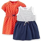 カーターズ ワンピース Carter's 2015年春夏 女の子用 赤水玉ヨット刺繍 半袖 x紺ボーダーノースリーブ ドレス 2枚セット (9months(67-72cm)) [並行輸入品]