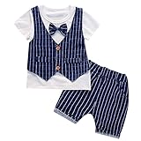 La vestmon　ベビー服 赤ちゃんの夏着物 半袖シャツ＋パンツ 紳士服ベスト 2点セット 柔らかい 一歳及び以上 ギフト 出産祝い