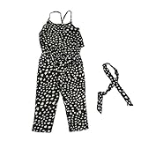 Ochine ファッション　女の子 スリングロンパース　ガールズ　女児　ハートプリント　コットン　プリンセス風　春夏　誕生日　入学式　子供の日　遊園地に (XS、2-3歳)