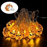 ハロウィーン3DパンプキンLEDストリングライト、バッテリー操作のLEDの妖精の文字列のライト20オレンジ色のパンプキン防水3Dジャックオー - ランタンまたは屋外屋内ハロウィンパーティーデコレーショ