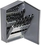 Chicago Latrobe 150 Series High-Speed Steel Jobber Length Drill Bit Set with Metal Case, Black Oxide