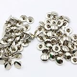 KUKU工房 両面カシメ レザークラフト材料 100組セット (頭12mmｘ足8mm, シルバー)