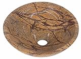Rain Forest Brown Marble Wash Basin Bowl Bathroom Counter 400mm diameter 130mm depth (B0042)
