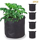 Firlar 不織布鉢 植え袋 不織布 ポット プランター 布 植木 野菜 実用 通気性良し　農業 林業 園芸用　5PCS(10ガロン)