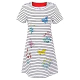 OKIDSO キッズドレス　子供ワンピース　ベビー服　チュニック　普段着　部屋着　寝巻き　夏秋新作　綿100%　ストライプ　プリント 100-140CM お洒落 (140CM)