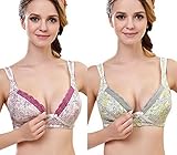 CAKYEレディースノンワイヤーマタニティ授乳ブラ花柄睡眠授乳ブラ
