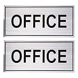 2 - Pack Office Signs – Office壁プレート、自己粘着アルミ看板for Office壁またはドア、シルバー – 7.87 X 3.6 inches