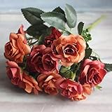 15頭の人工オースティンローズの花の結婚式造花ブーケの家のインテリア庭の装飾