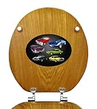 新しいOak Finish Wooden Toilet Seat Featuring Your Choice of Seatロゴテーマ。 Decal On Underside Of Seat FC-O