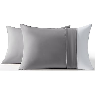 匿名配送✨枕カバー 2枚セット 封筒式ピローケース　グレー Amazon｜Opiqcey(オピックセイ)-枕カバー ピローケース 2枚