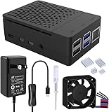 GeeekPi ケース for Raspberry Pi 4 with 5V 3.6A USB-C PSE認証アダプター + 40x40x10mm PWM冷却ファン + ヒートシンク4個 対応Pi 4 Model B