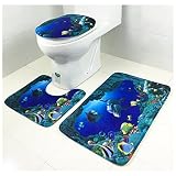 yguiiバスマットラグセット、トイレカバースーツ、3pcs浴室ソフトカーペットセットラグトイレ蓋カバー洗濯可能