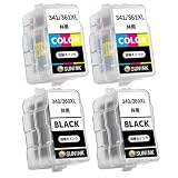 【SUNINK】キャノン 用 互換 詰め替えインク BC-360XL/BC-340XL (BK/顔料ブラック)*2+BC-361XL/BC-341XL(3色カラー)*2【合計4本】対応:MG4230/MG4130/MG3630/MG3530/MG3230/MG3130/MG2130/MX523/MX513/TS5130/TS5130S/TS5330/TS5430