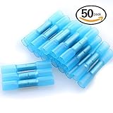Glarks 50pcs 16-14 Gauge Butt Splice Nylon Heat Shrink Waterproof Quick Disconnect Electrical Insula