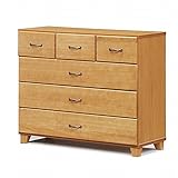 日本製 カントリー風 幅90cm 4段ローチェスト 脚付き ナチュラル 完成品