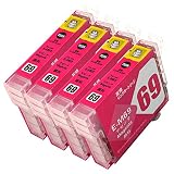 EPSON エプソン IC69-(M/マゼンタ)【顔料】【4本セット】 最新 互換 インクカートリッジ 砂時計 69 IC69 69M IC69M IC4CL69 PGM 純正同様の顔料インク (対応機種: PX-105 045A 046A 047A 405A 435A 436A 437A 505F 535F )【STAR JET製】