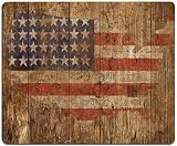 マウスパッド、アメリカ国旗マウスパッド、アメリカ国旗ヴィンテージアート木製壁マウスパッド、ゲームマウスマット、正方形防水マウスパッドノンスリップラバーベースマウスパッド、オフィスホームラップトップ旅行用
