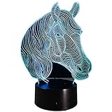Horse LED 3dライトアクリルホーム装飾7色変更動物LEDデスクテーブルランプUSB 5 VランプのNightlights